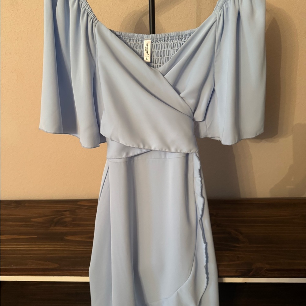 Forever 21 Light Blue Off-Shoulder Midi Dress
